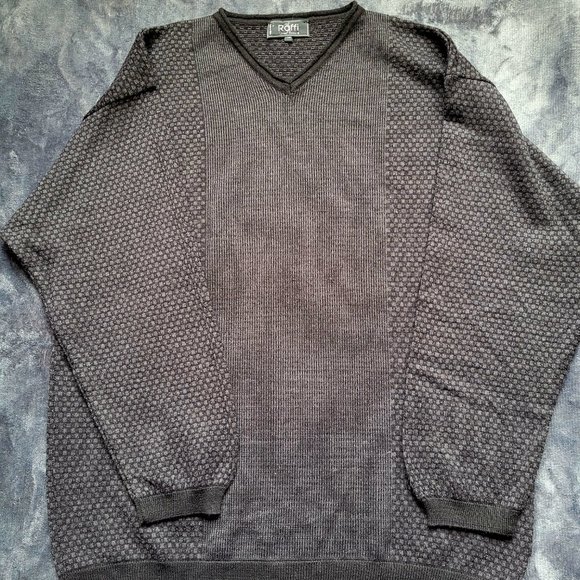 Raffi Men's V-Neck Sweater in Charcoal Gray - Picture 2 of 13